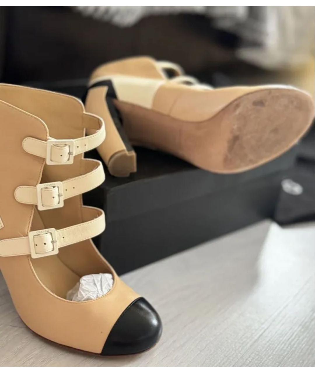 CHANEL Бежевые кожаные туфли, фото 6