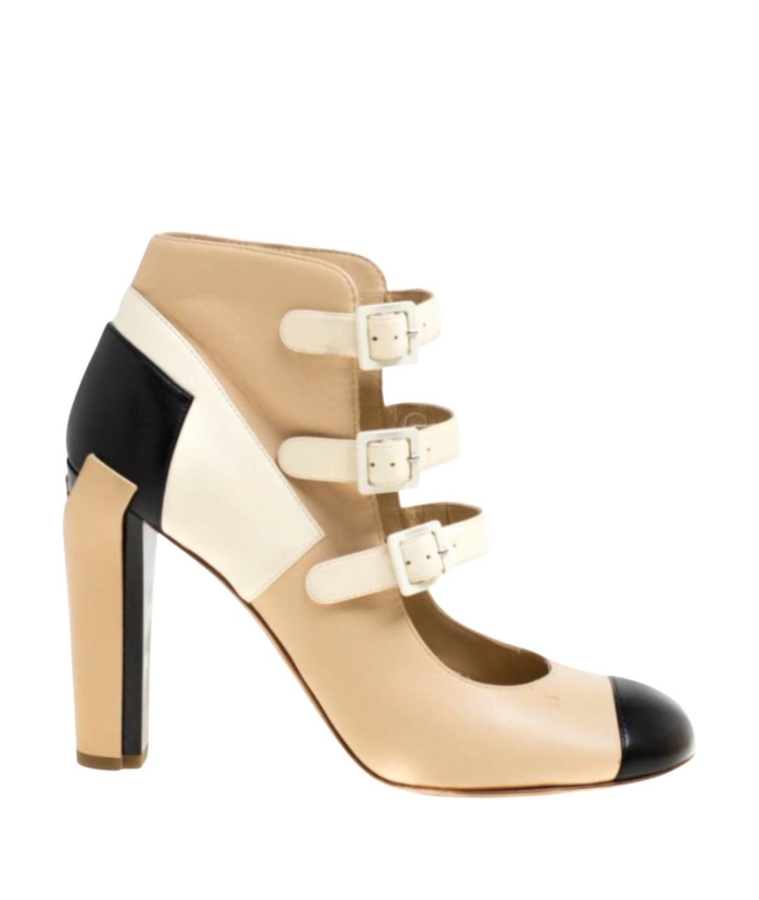 CHANEL Бежевые кожаные туфли, фото 1