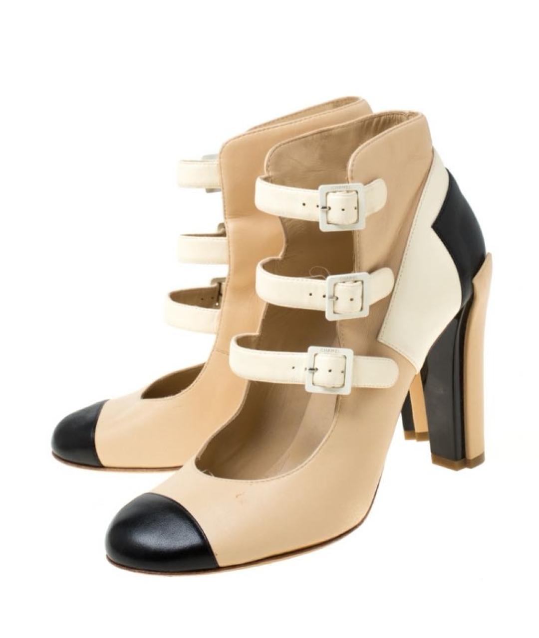 CHANEL Бежевые кожаные туфли, фото 2