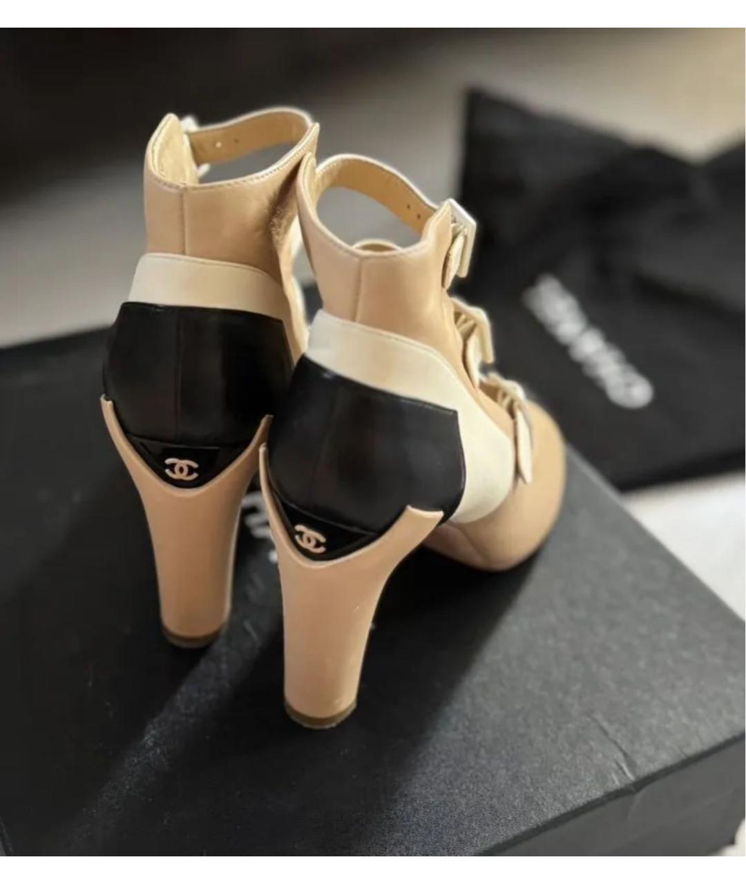 CHANEL Бежевые кожаные туфли, фото 5