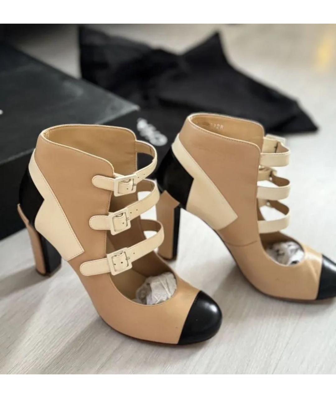 CHANEL Бежевые кожаные туфли, фото 4