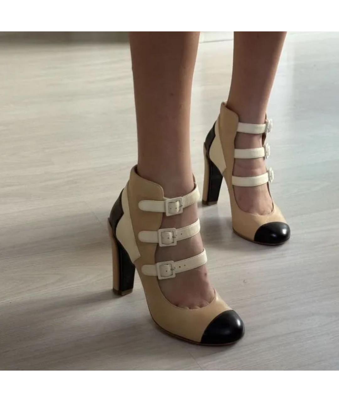 CHANEL Бежевые кожаные туфли, фото 7