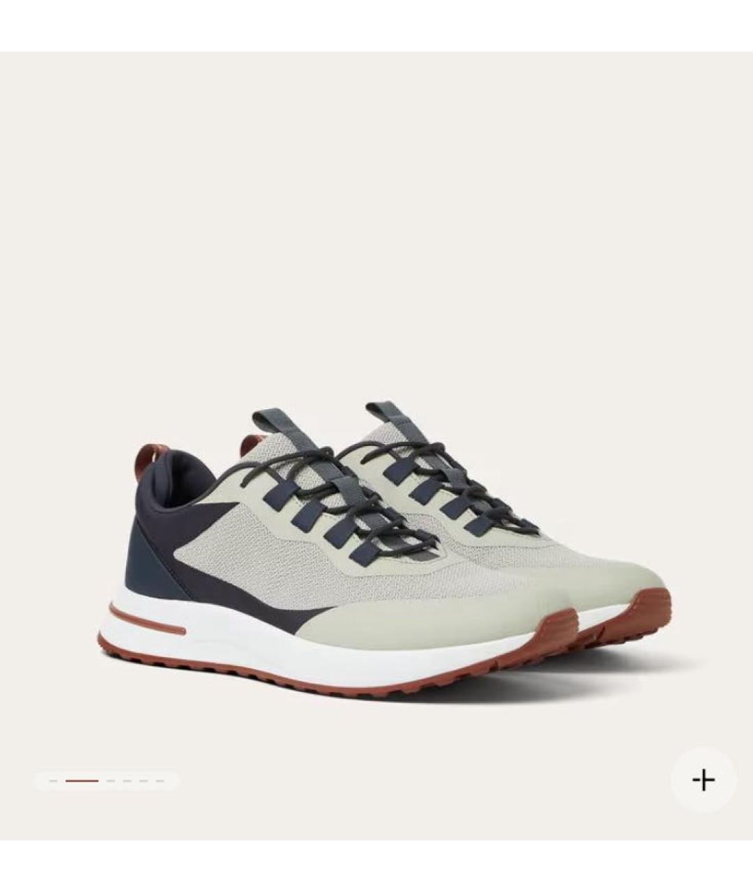 LORO PIANA Серые текстильные низкие кроссовки / кеды, фото 7