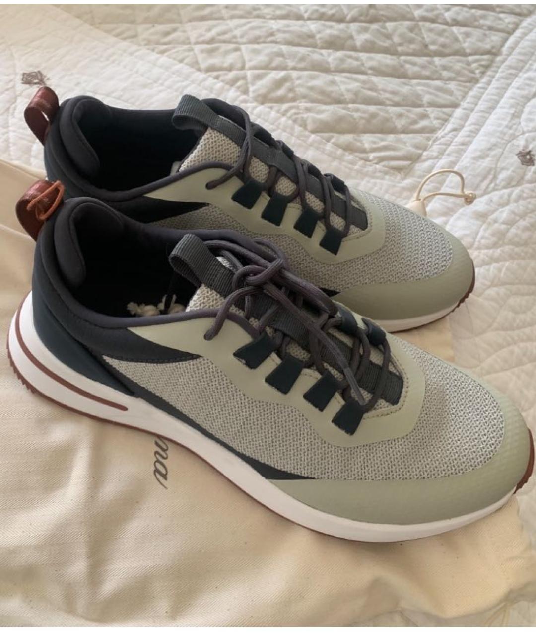 LORO PIANA Серые текстильные низкие кроссовки / кеды, фото 2