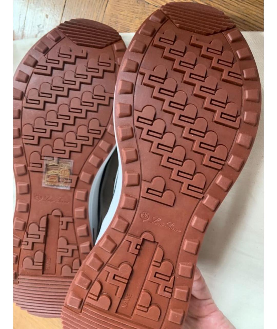 LORO PIANA Серые текстильные низкие кроссовки / кеды, фото 4