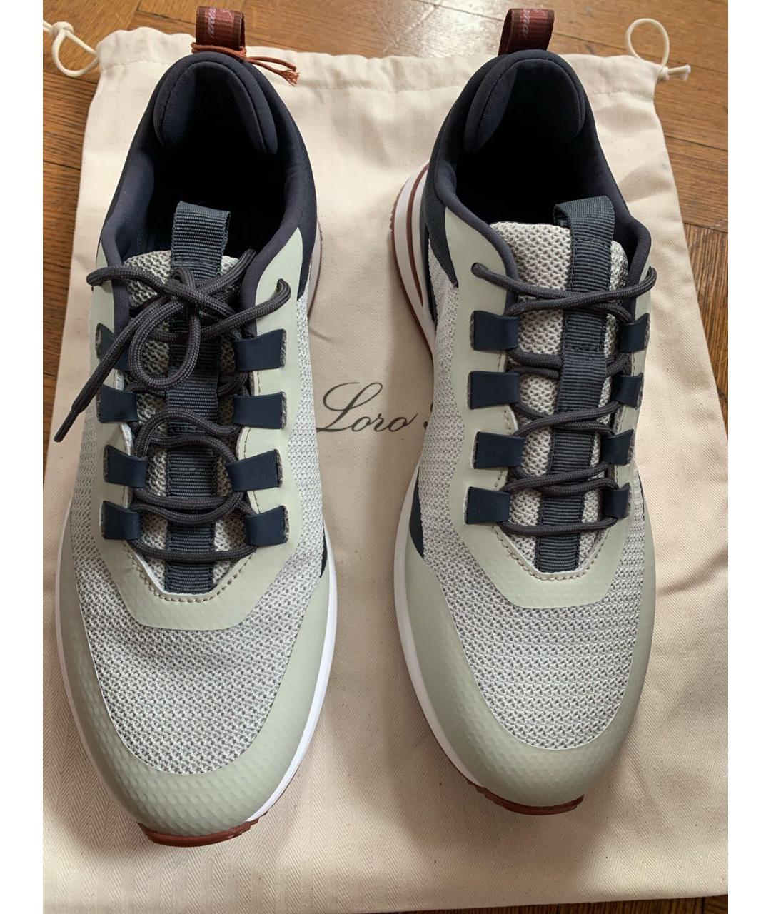 LORO PIANA Серые текстильные низкие кроссовки / кеды, фото 3