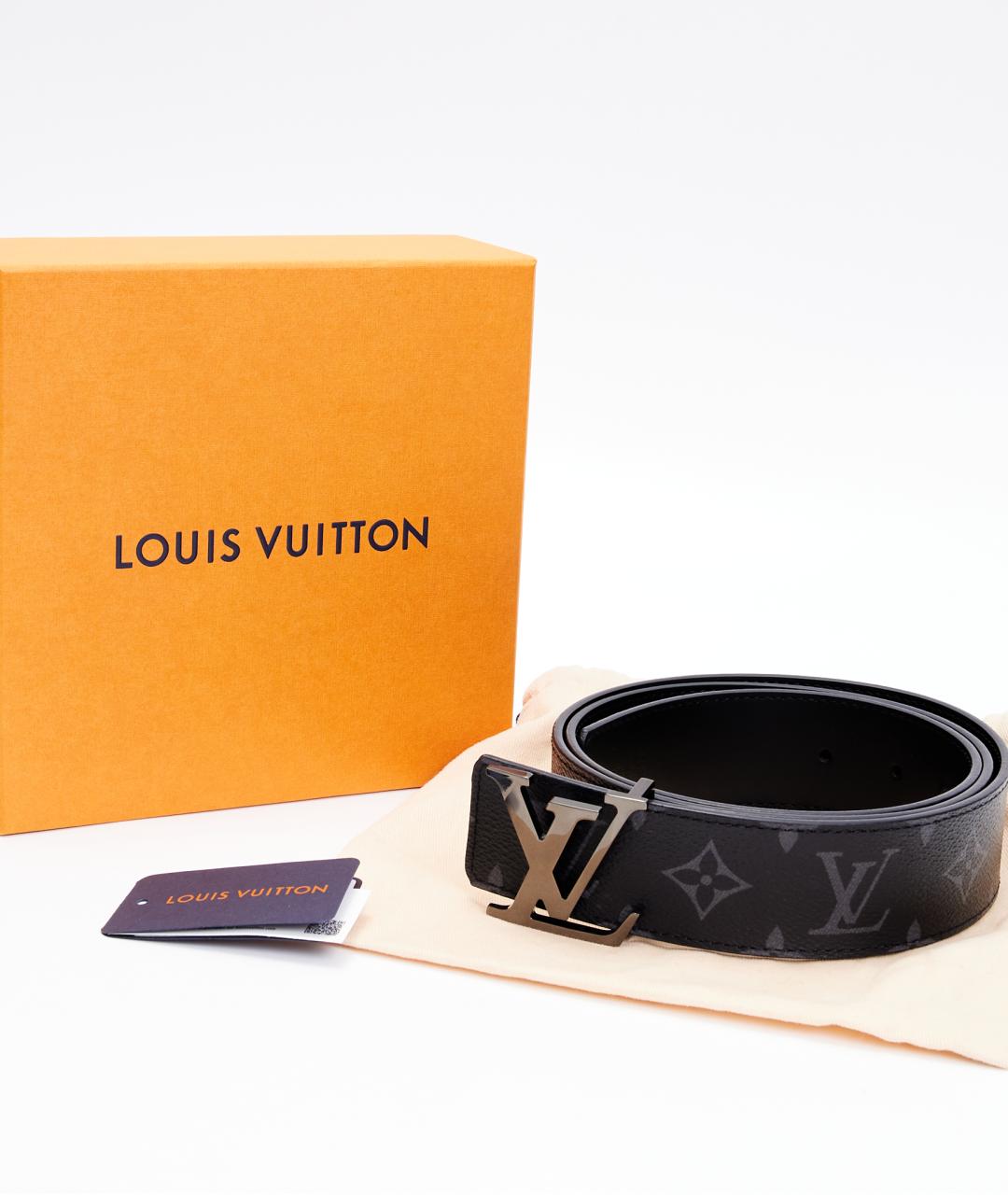 LOUIS VUITTON Черный кожаный ремень, фото 3