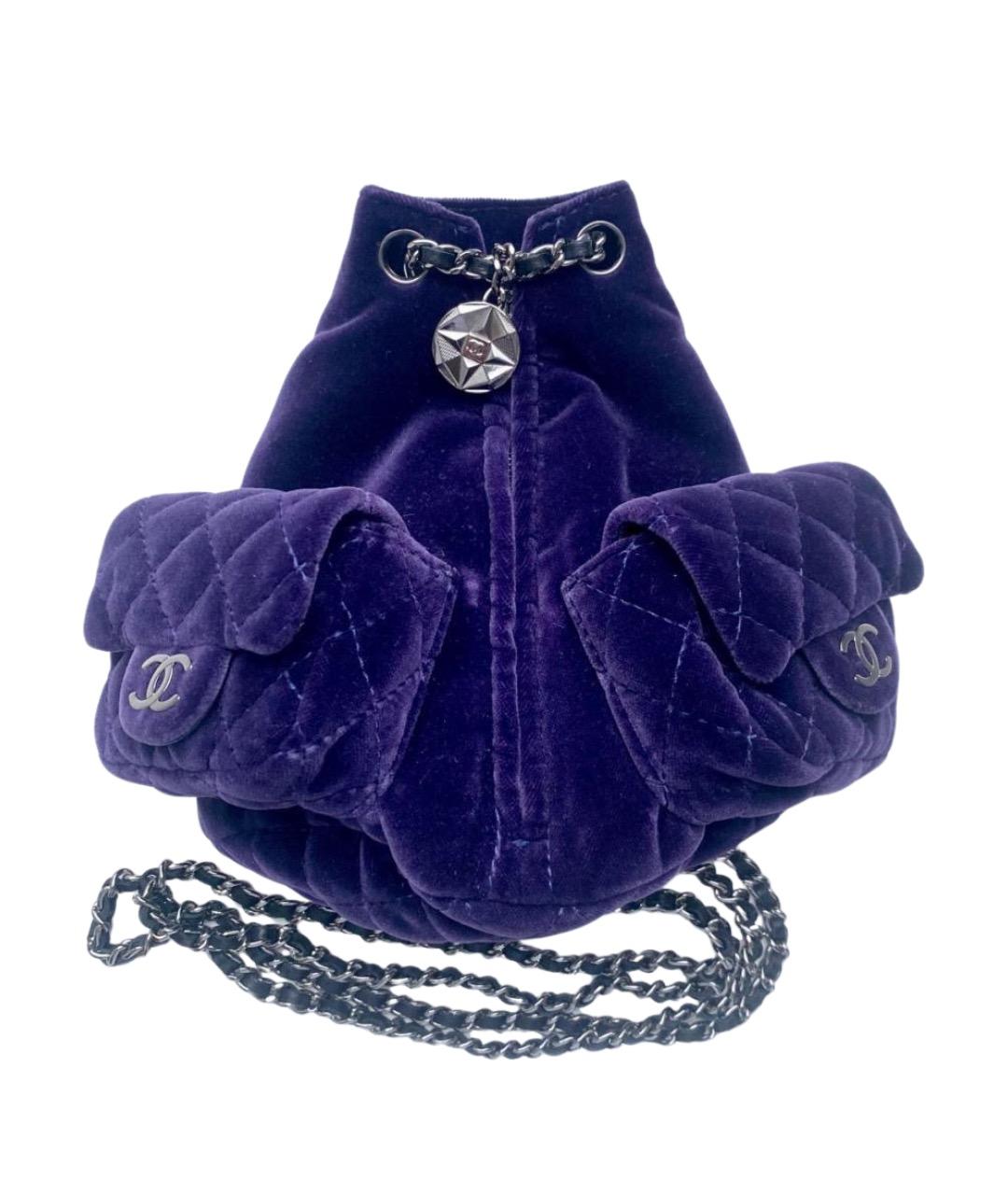 CHANEL Фиолетовый бархатный рюкзак, фото 1