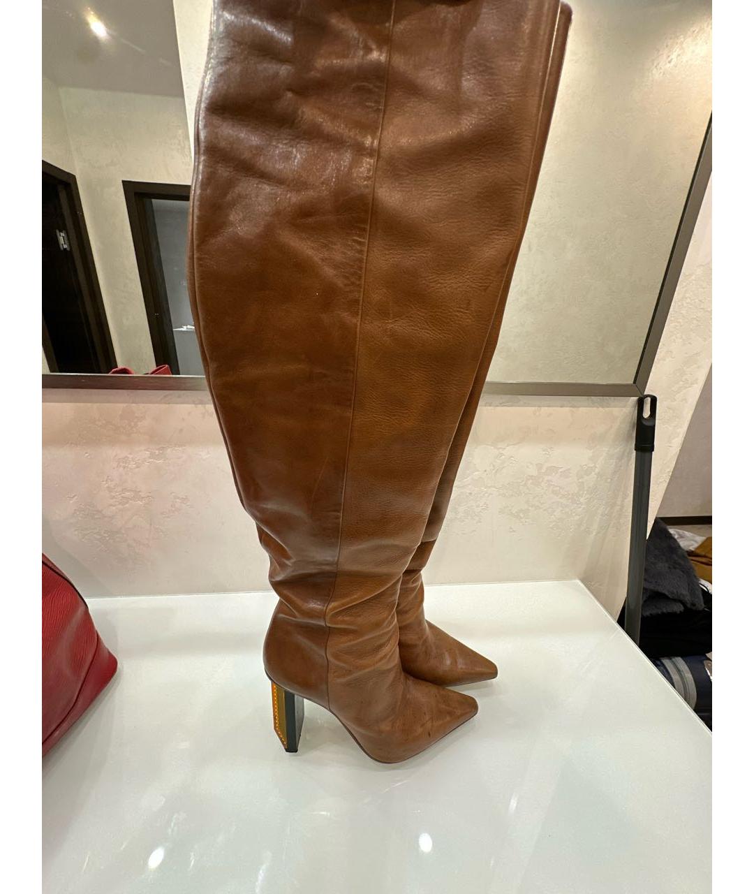 VETEMENTS Коричневые кожаные сапоги, фото 2