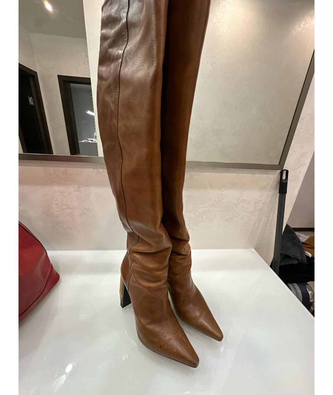 VETEMENTS Коричневые кожаные сапоги, фото 4