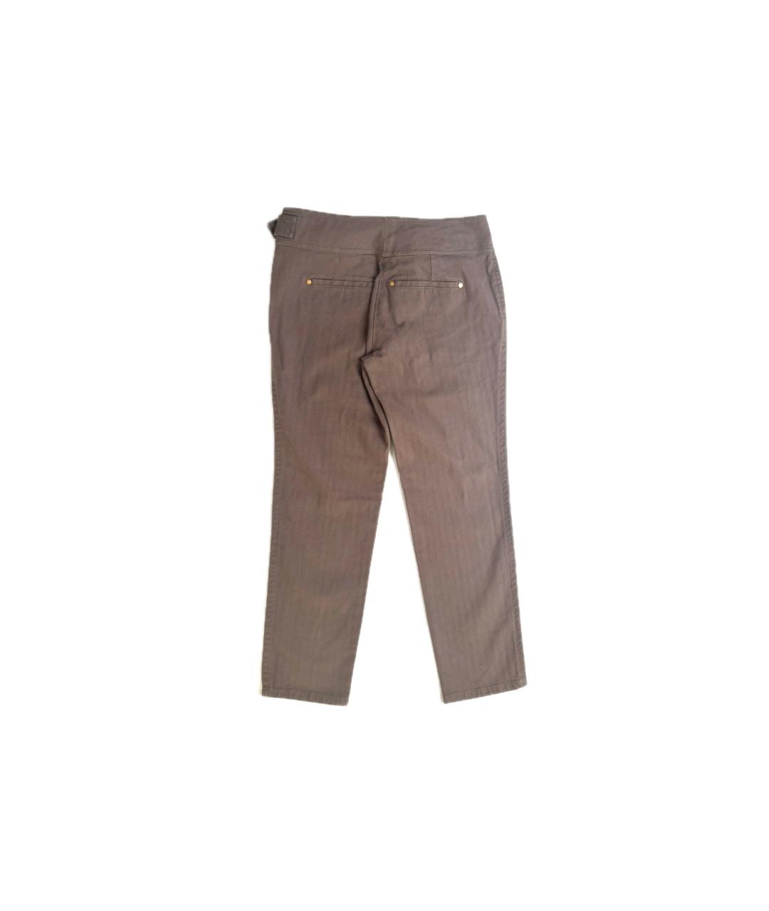 ROBERTO CAVALLI Коричневые хлопковые прямые брюки, фото 4