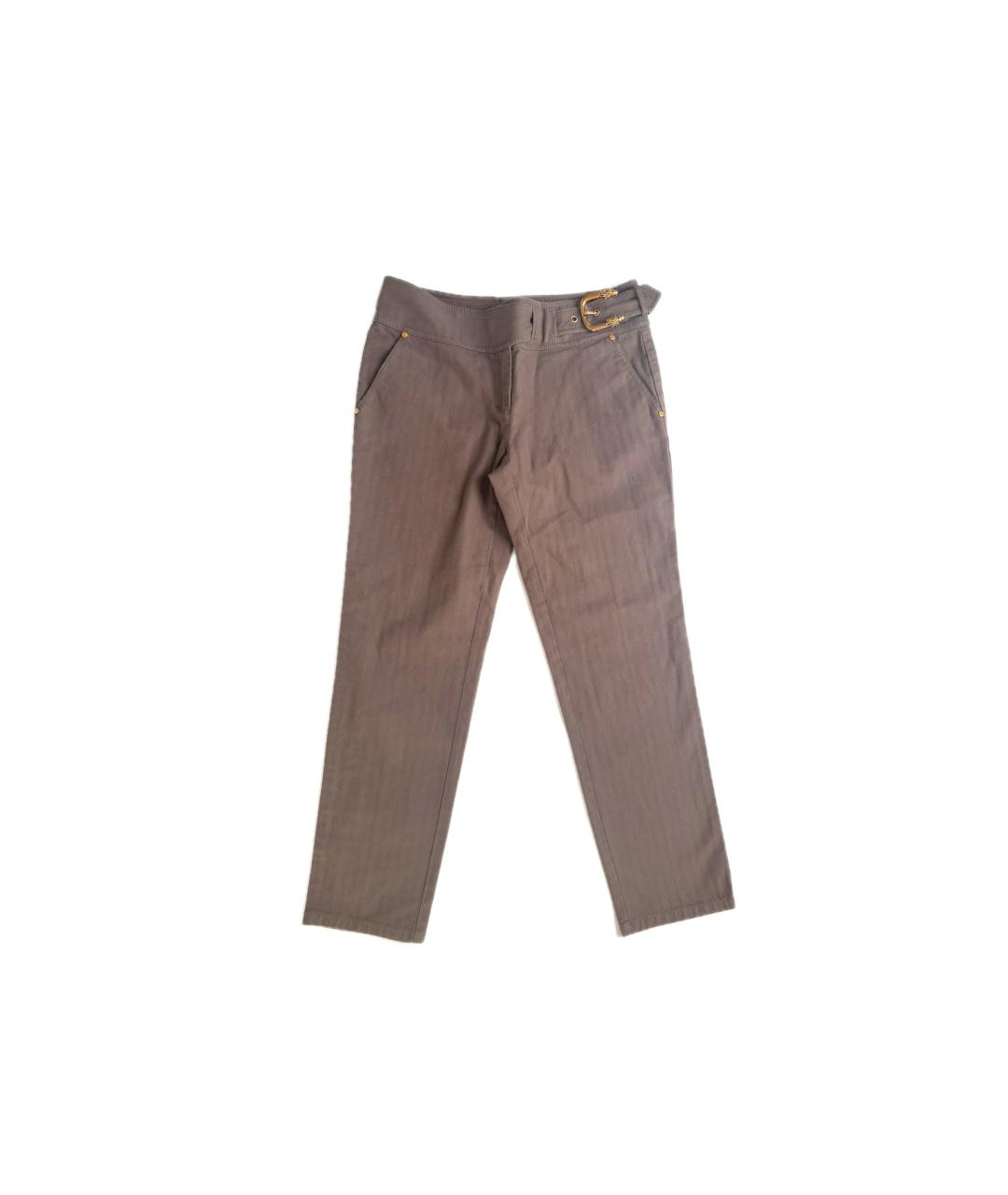 ROBERTO CAVALLI Коричневые хлопковые прямые брюки, фото 5