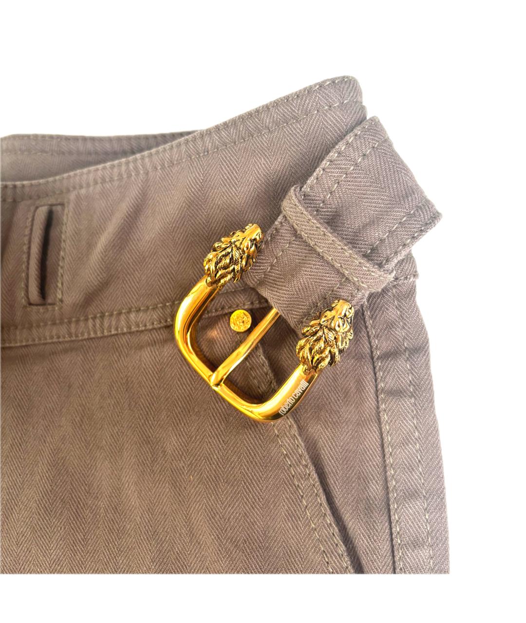 ROBERTO CAVALLI Коричневые хлопковые прямые брюки, фото 3