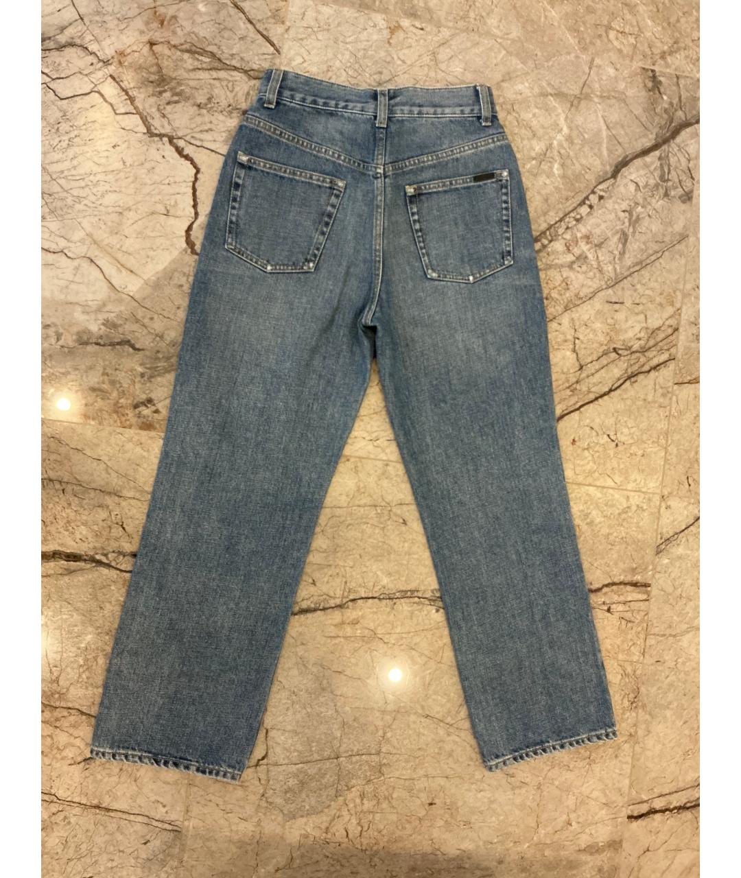 SAINT LAURENT Синие хлопковые прямые джинсы, фото 2