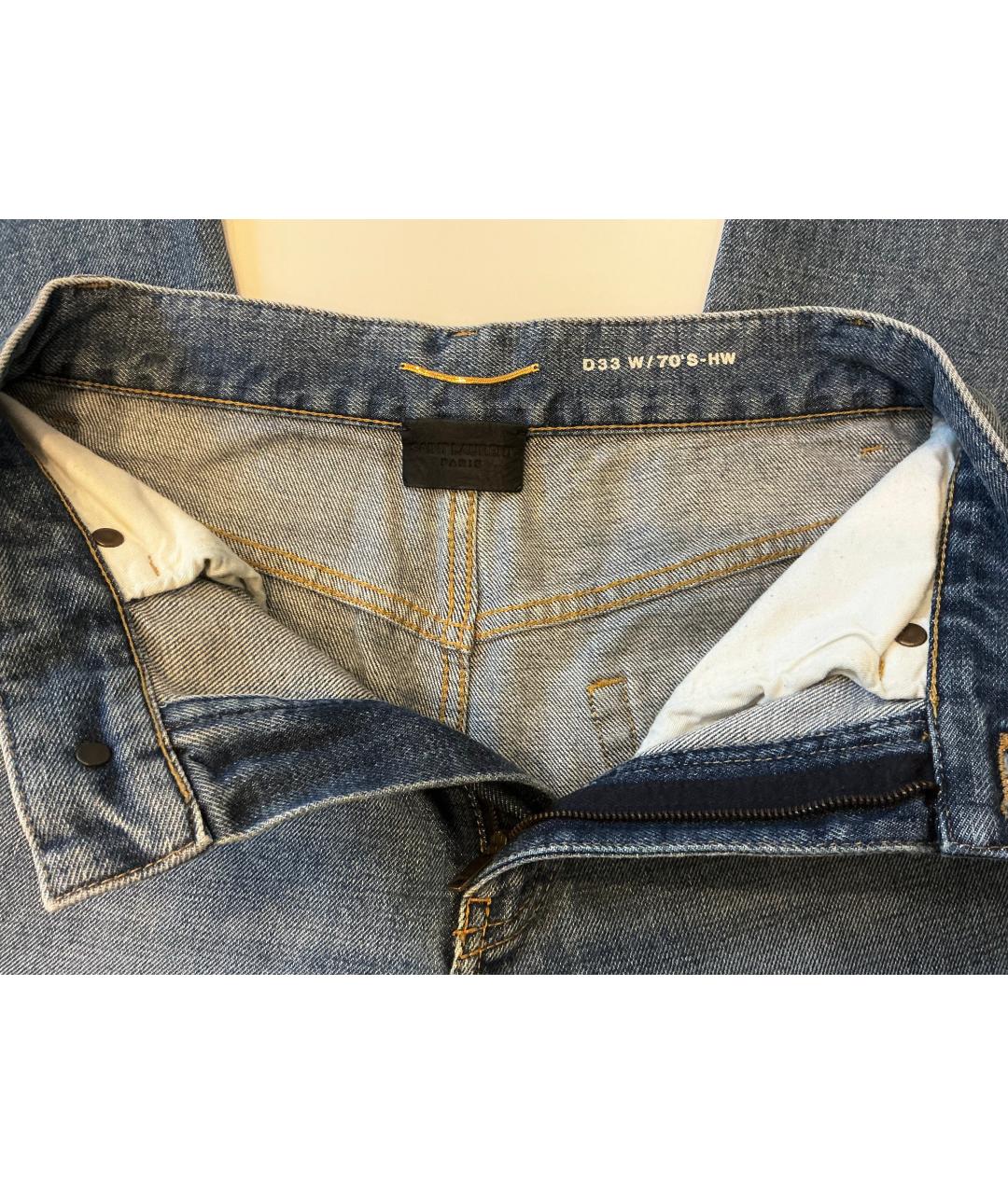 SAINT LAURENT Синие хлопковые прямые джинсы, фото 6