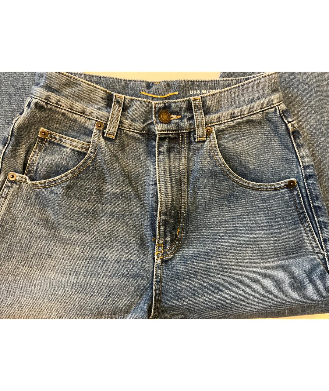 SAINT LAURENT Синие хлопковые прямые джинсы, фото 3
