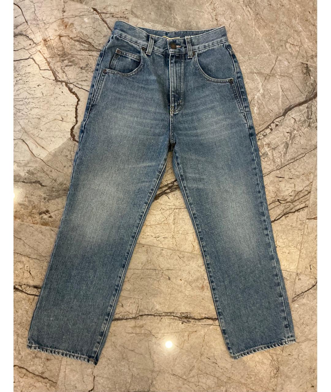 SAINT LAURENT Синие хлопковые прямые джинсы, фото 7