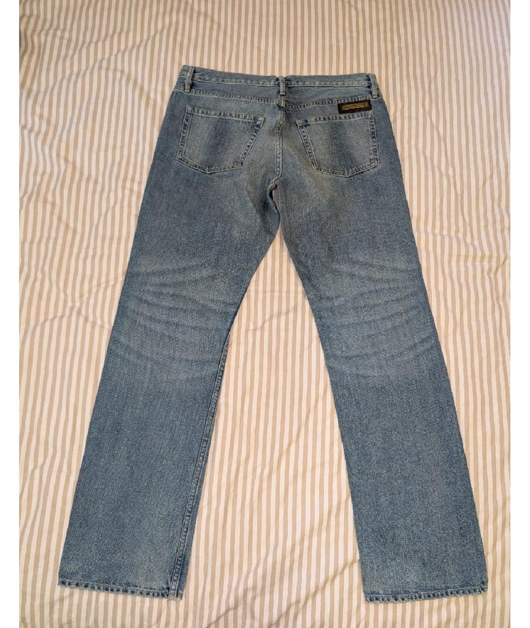 BURBERRY Голубые хлопковые прямые джинсы, фото 2