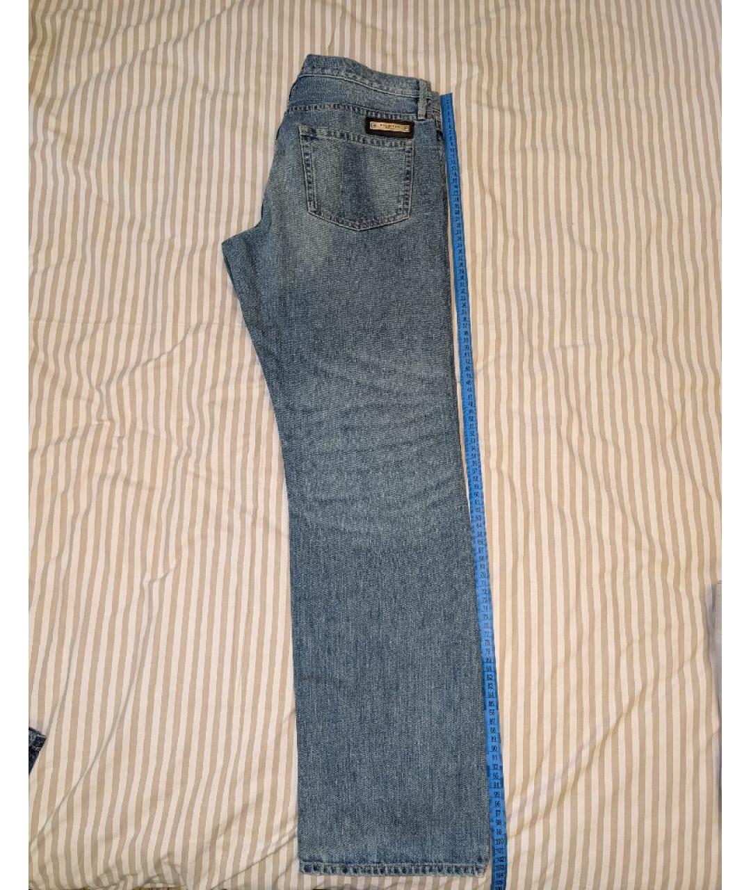 BURBERRY Голубые хлопковые прямые джинсы, фото 7