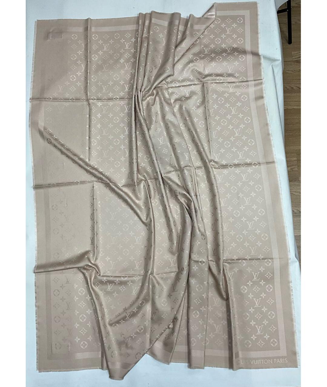 LOUIS VUITTON Бежевый шерстяной платок, фото 7