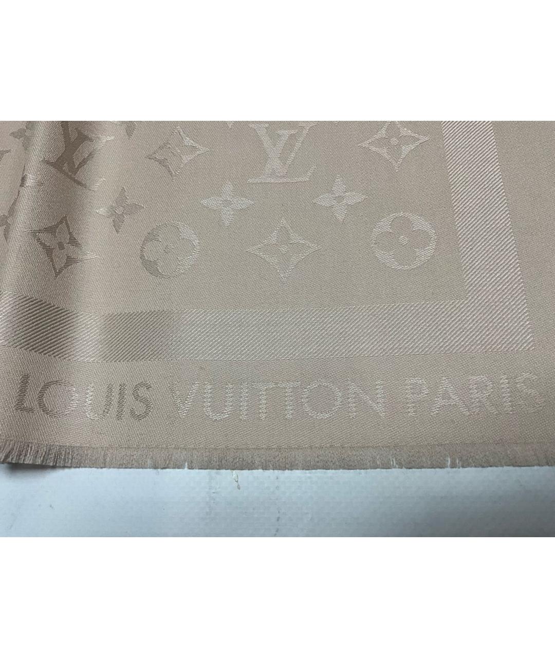 LOUIS VUITTON Бежевый шерстяной платок, фото 2