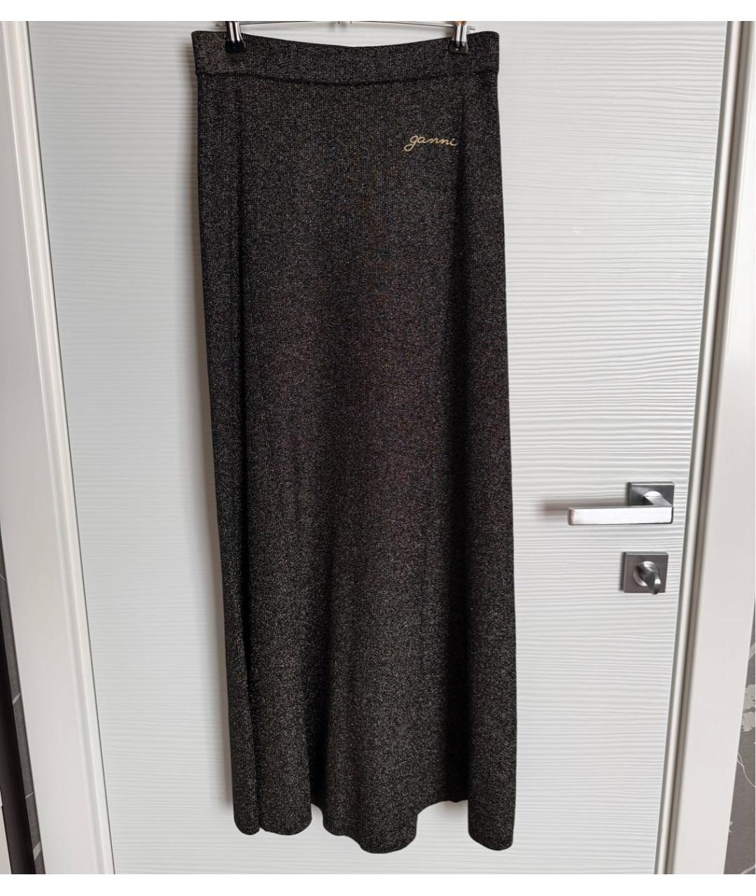 GANNI Черная юбка миди, фото 5