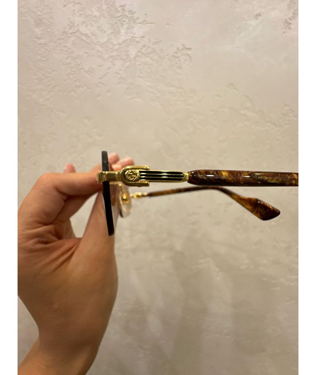 GUCCI Коричневые металлические солнцезащитные очки, фото 2