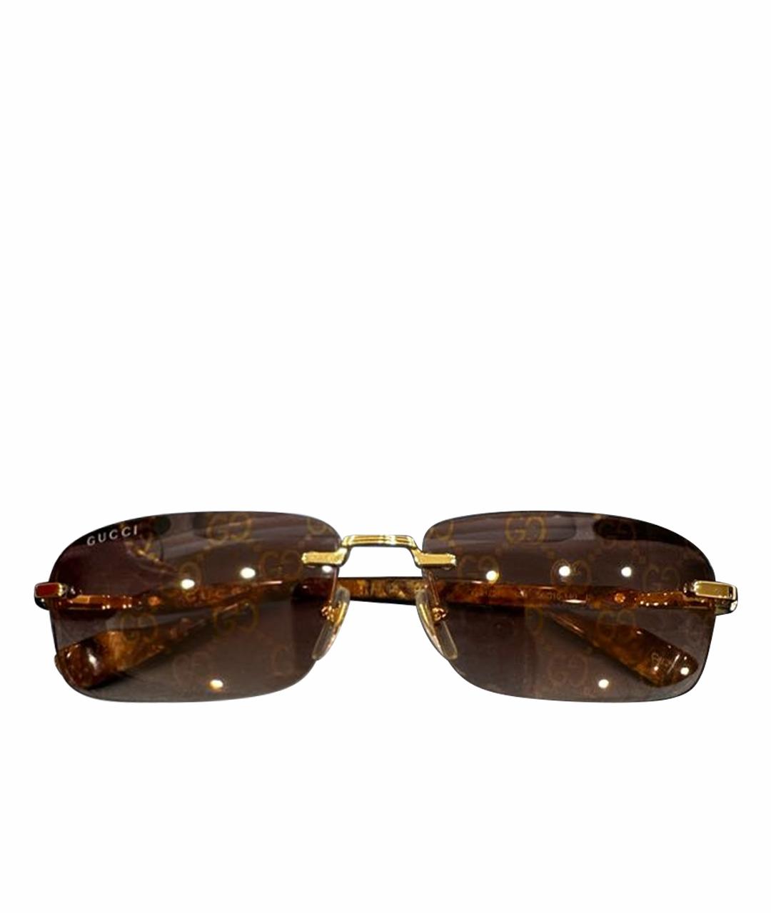 GUCCI Коричневые металлические солнцезащитные очки, фото 1