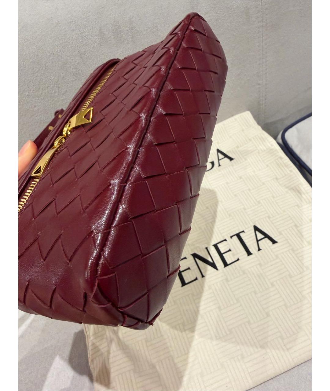 BOTTEGA VENETA Бордовая кожаная сумка с короткими ручками, фото 4