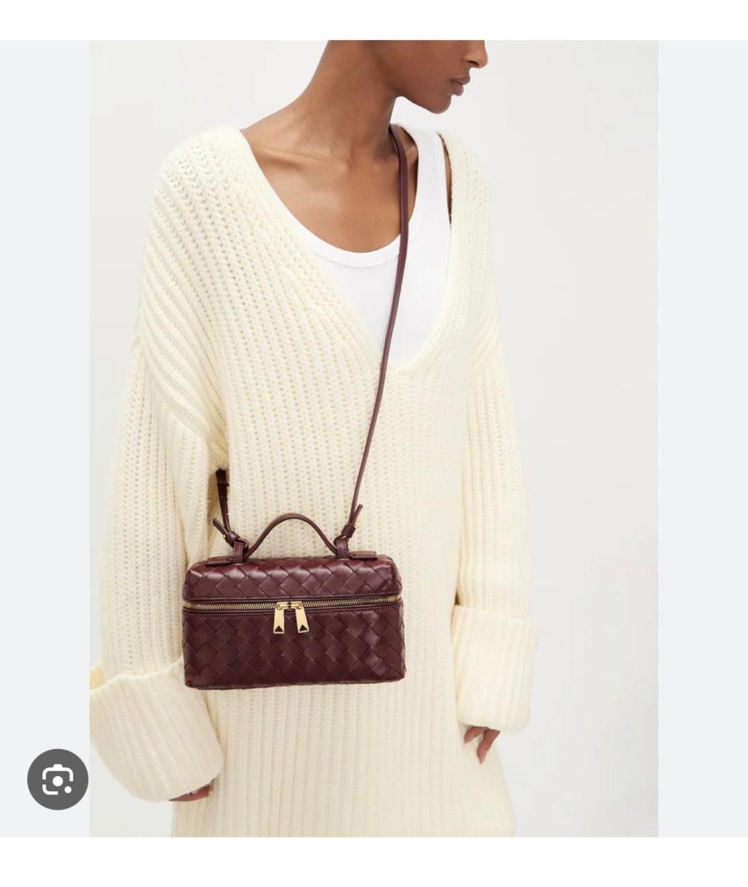 BOTTEGA VENETA Бордовая кожаная сумка с короткими ручками, фото 6