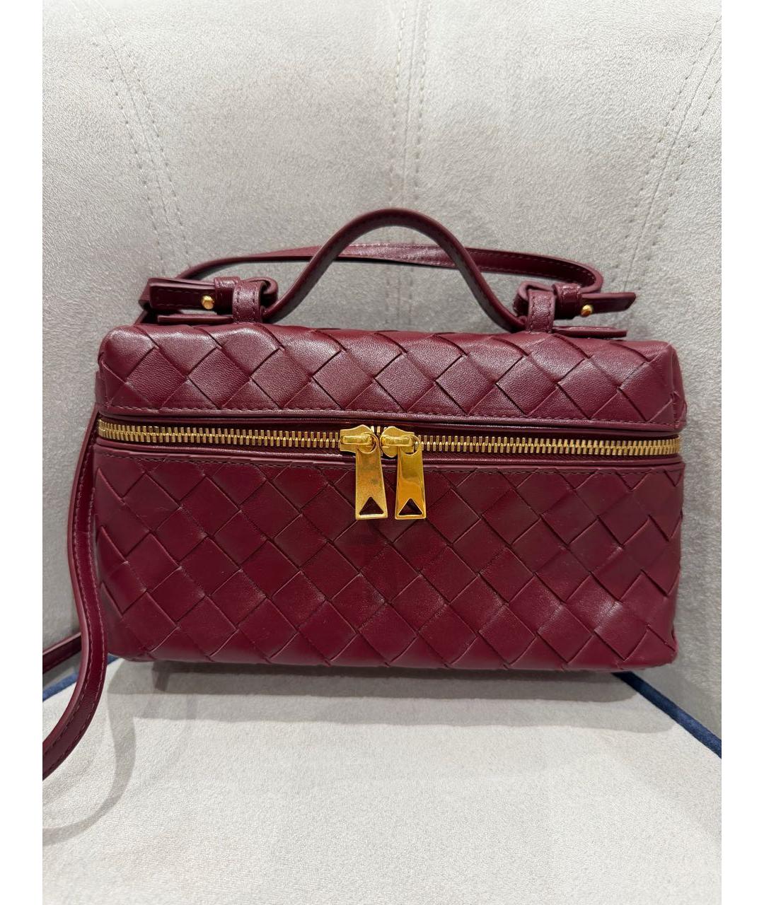 BOTTEGA VENETA Бордовая кожаная сумка с короткими ручками, фото 8