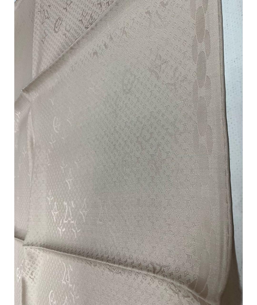 LOUIS VUITTON Бежевый шелковый шарф, фото 4