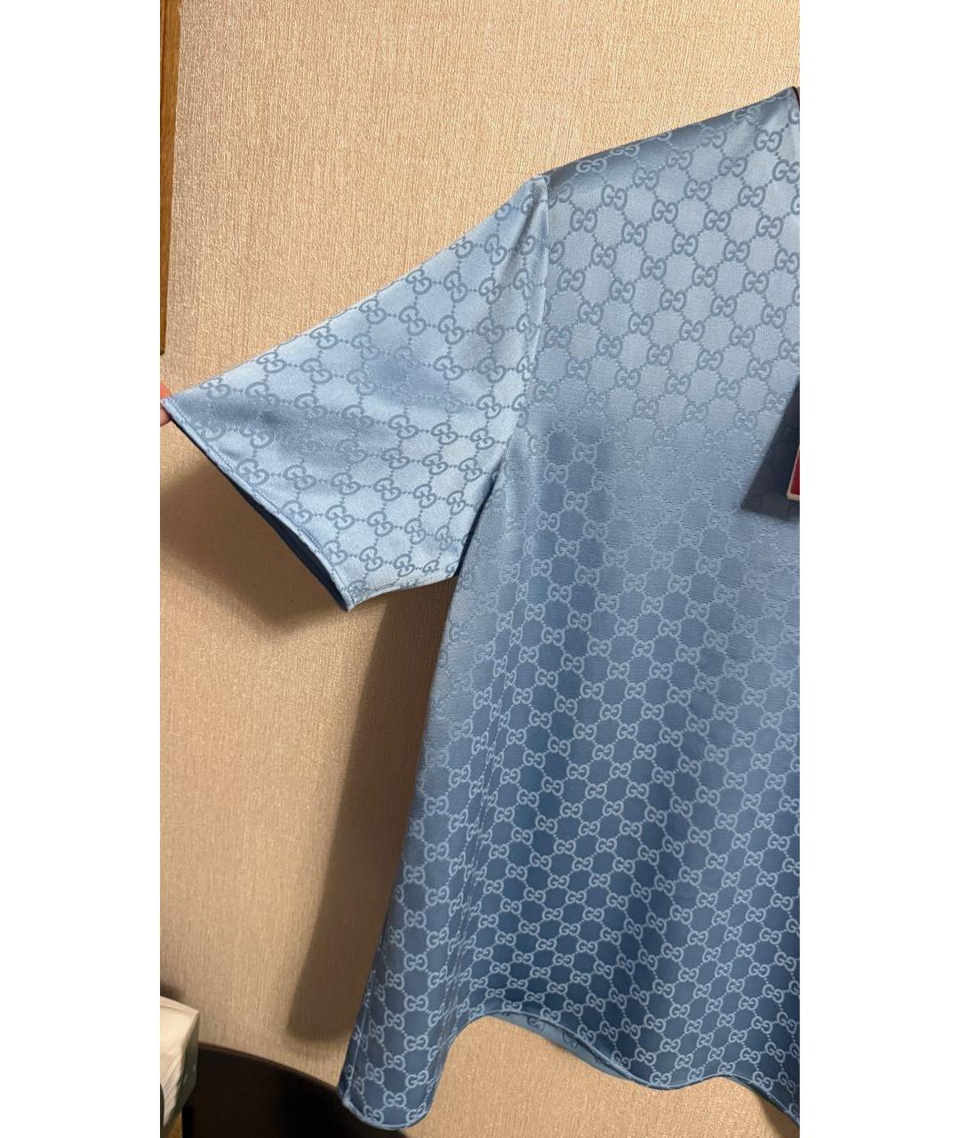 GUCCI Голубая вискозная футболка, фото 2