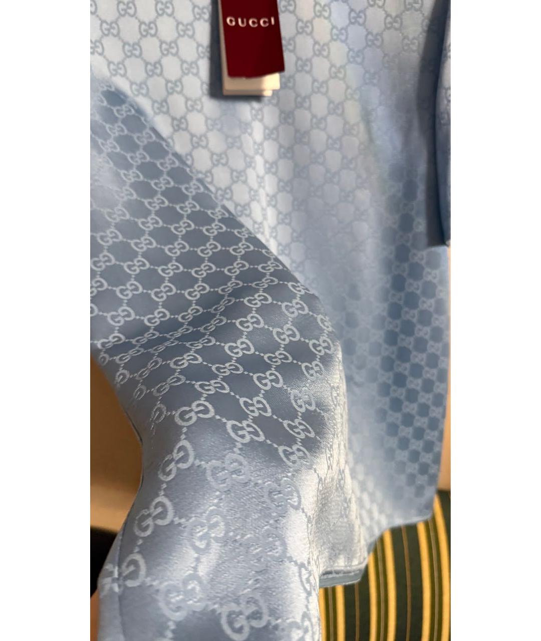 GUCCI Голубая вискозная футболка, фото 3