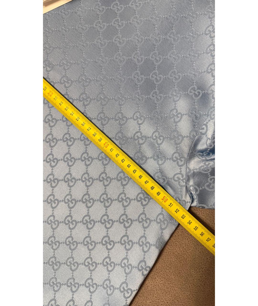 GUCCI Голубая вискозная футболка, фото 5