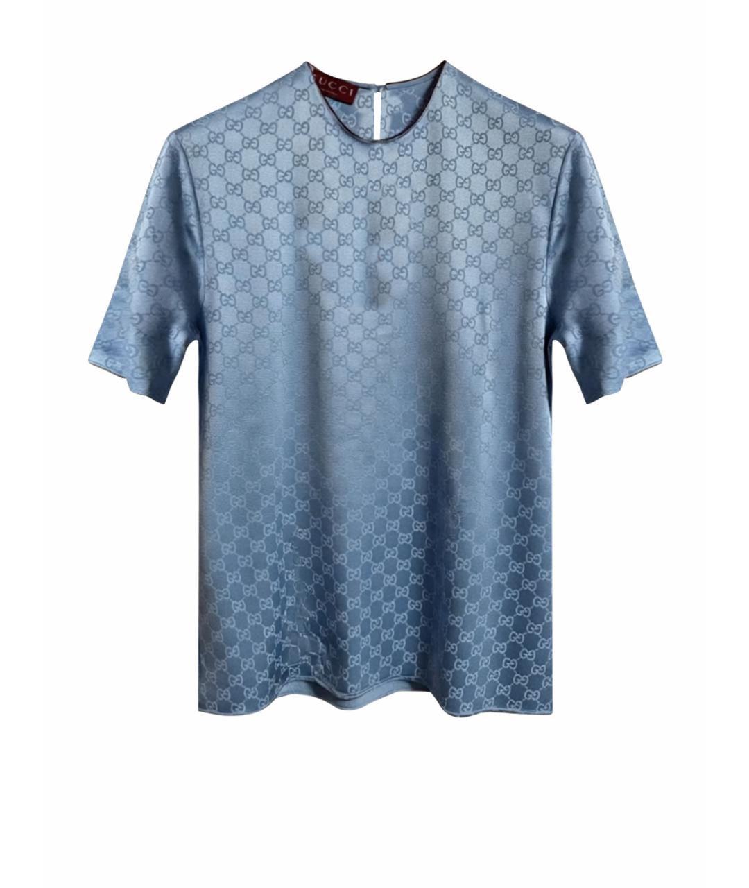 GUCCI Голубая вискозная футболка, фото 1