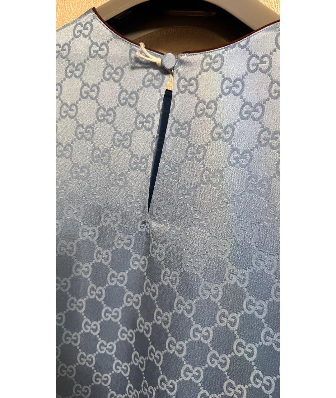 GUCCI Голубая вискозная футболка, фото 6