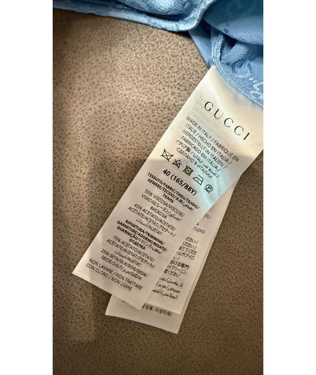 GUCCI Голубая вискозная футболка, фото 4