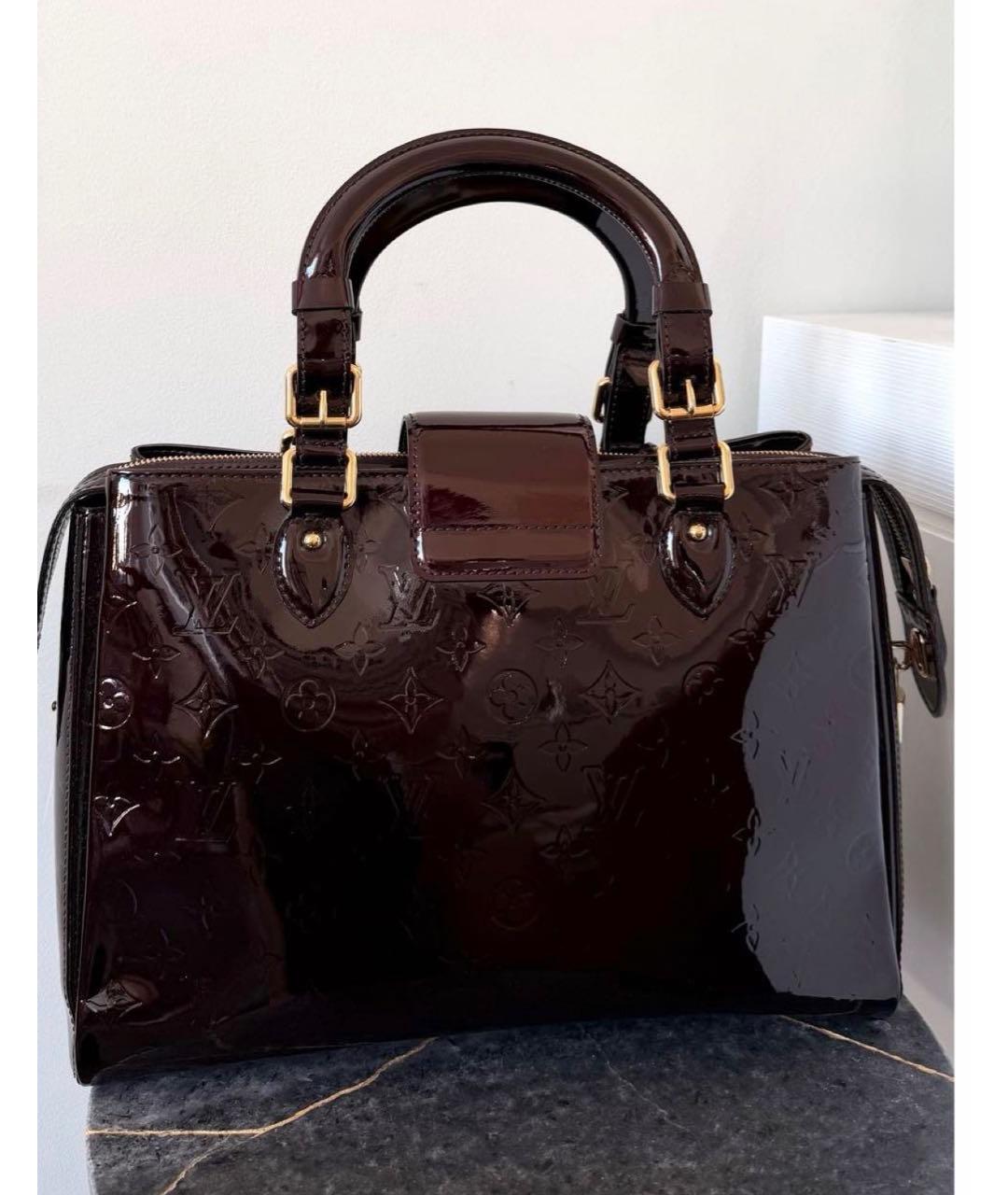 LOUIS VUITTON Бордовая сумка тоут из лакированной кожи, фото 3