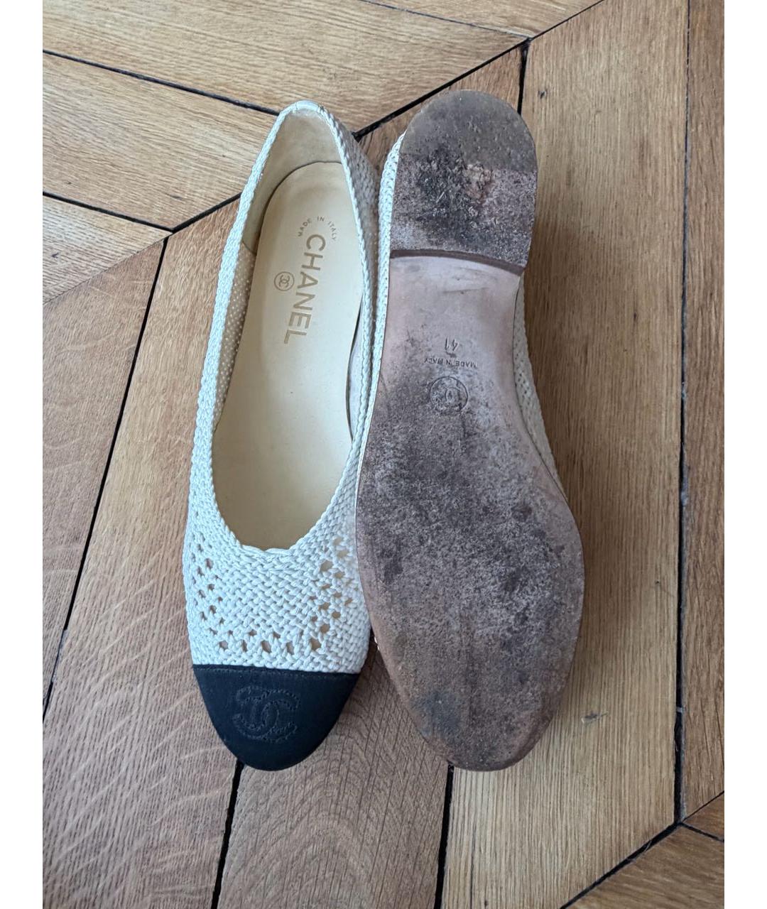 CHANEL Белые текстильные балетки, фото 3