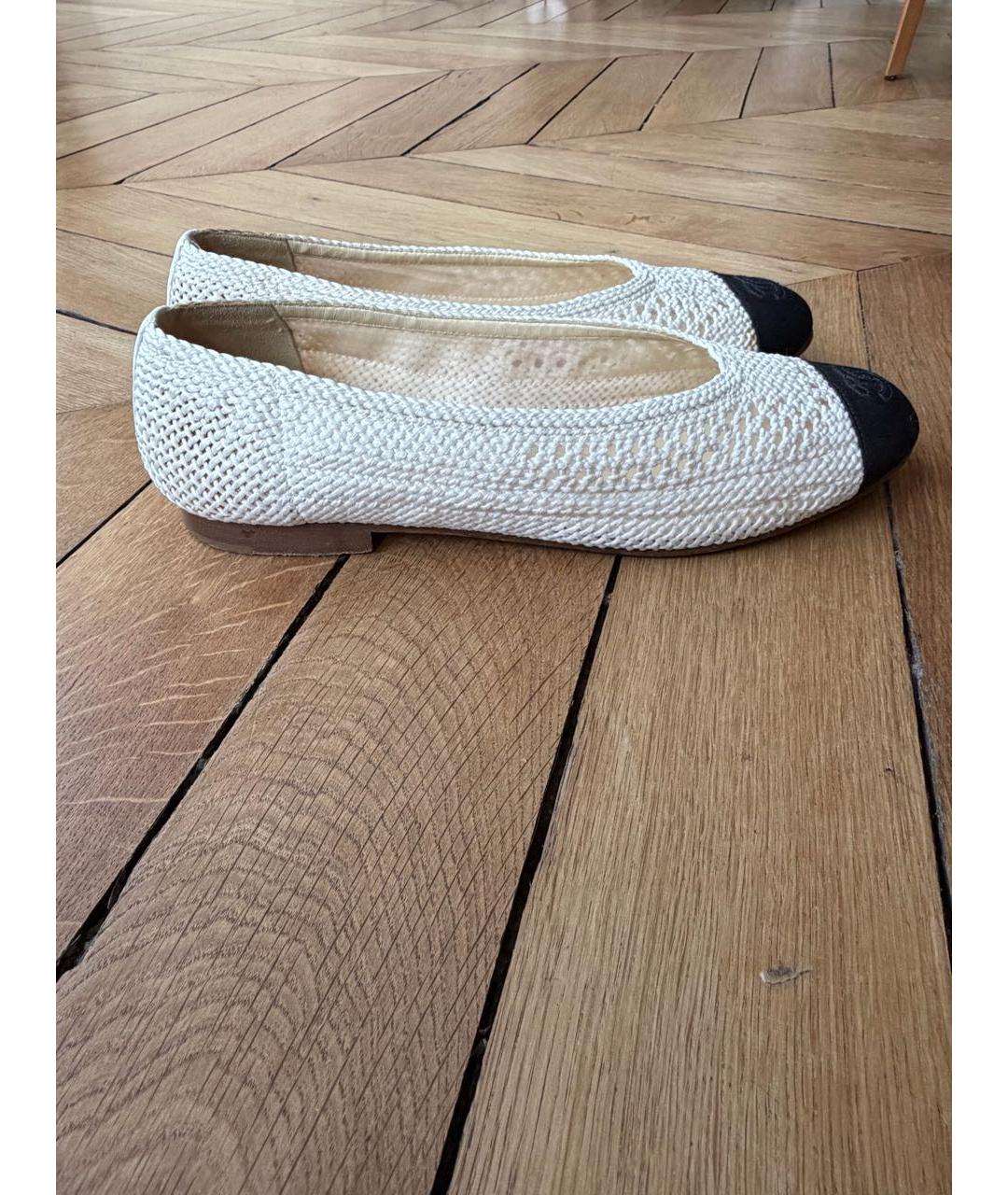 CHANEL Белые текстильные балетки, фото 5