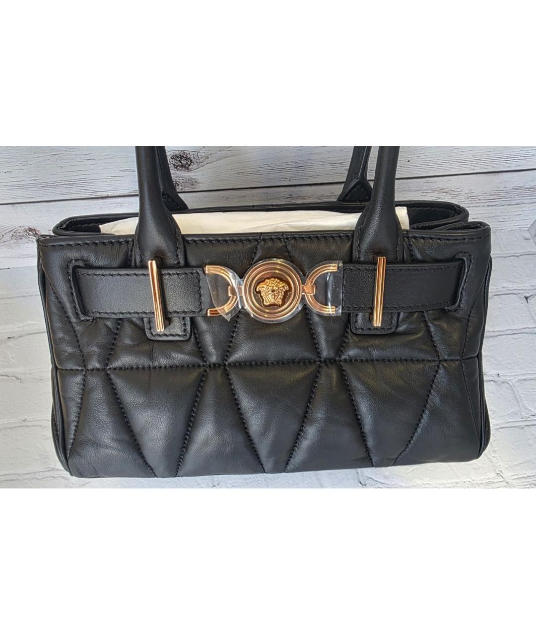 VERSACE Черная кожаная сумка тоут, фото 6