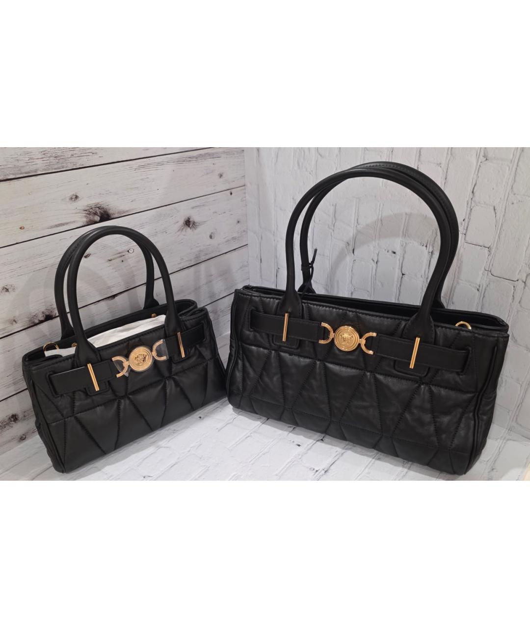 VERSACE Черная кожаная сумка тоут, фото 5