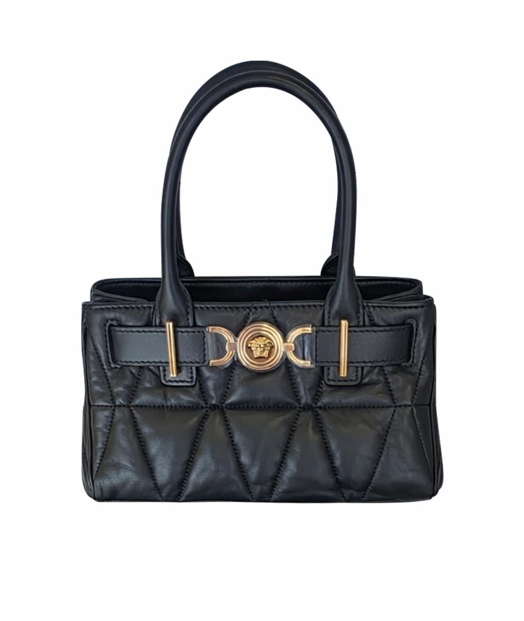 VERSACE Черная кожаная сумка тоут, фото 1