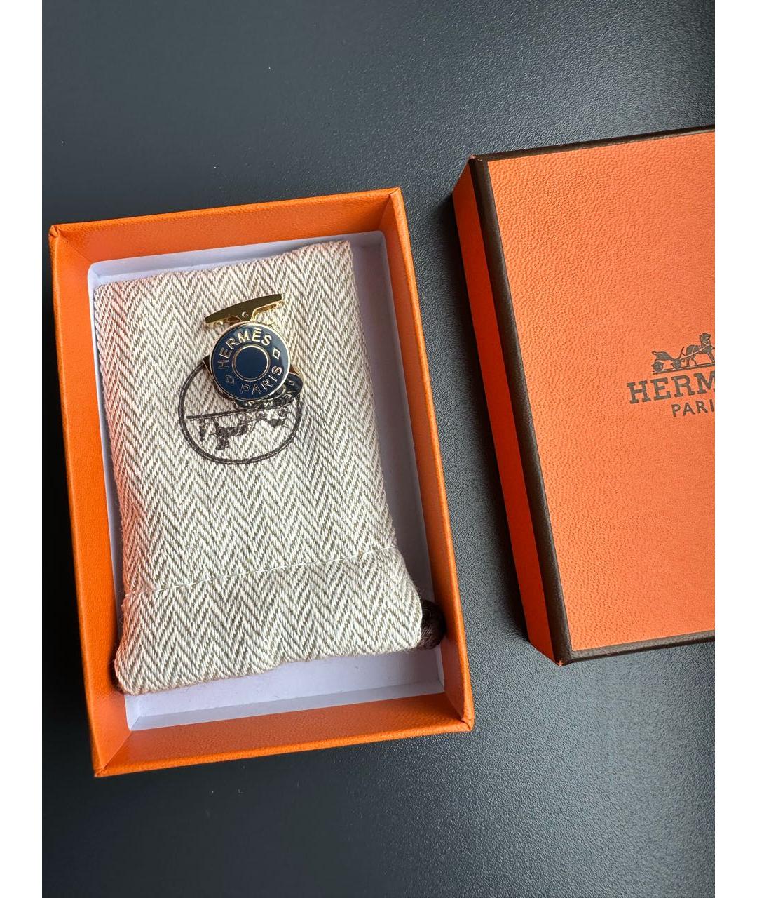 HERMES Темно-синие металлические запонки, фото 3