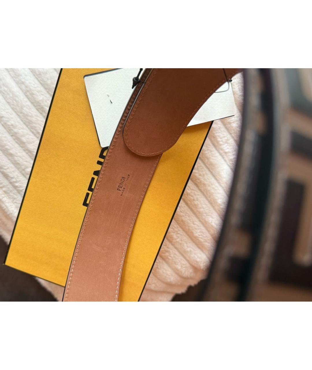 FENDI Коричневый кожаный ремень, фото 4