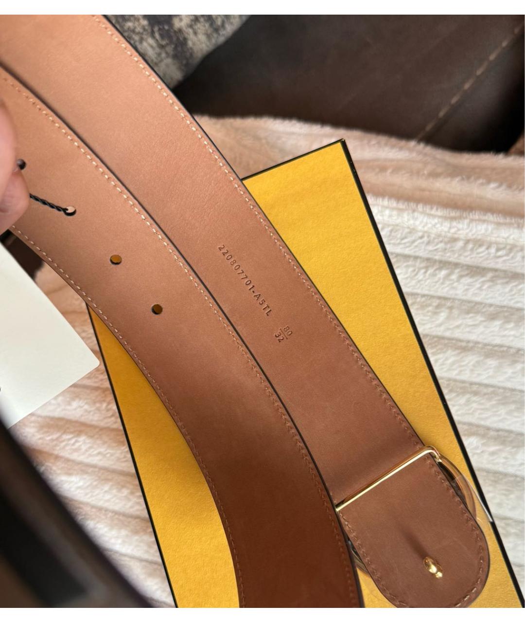 FENDI Коричневый кожаный ремень, фото 8