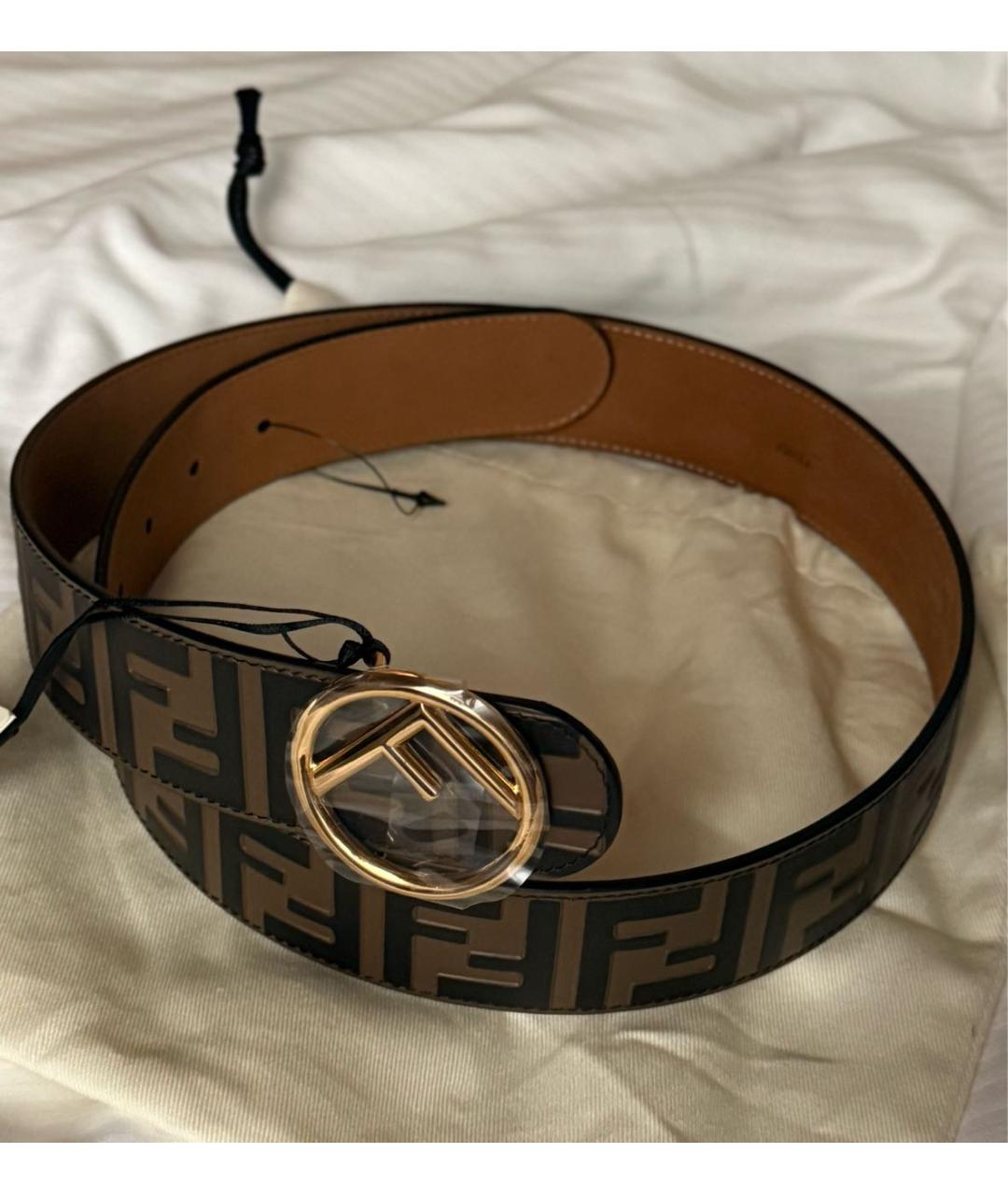 FENDI Коричневый кожаный ремень, фото 3