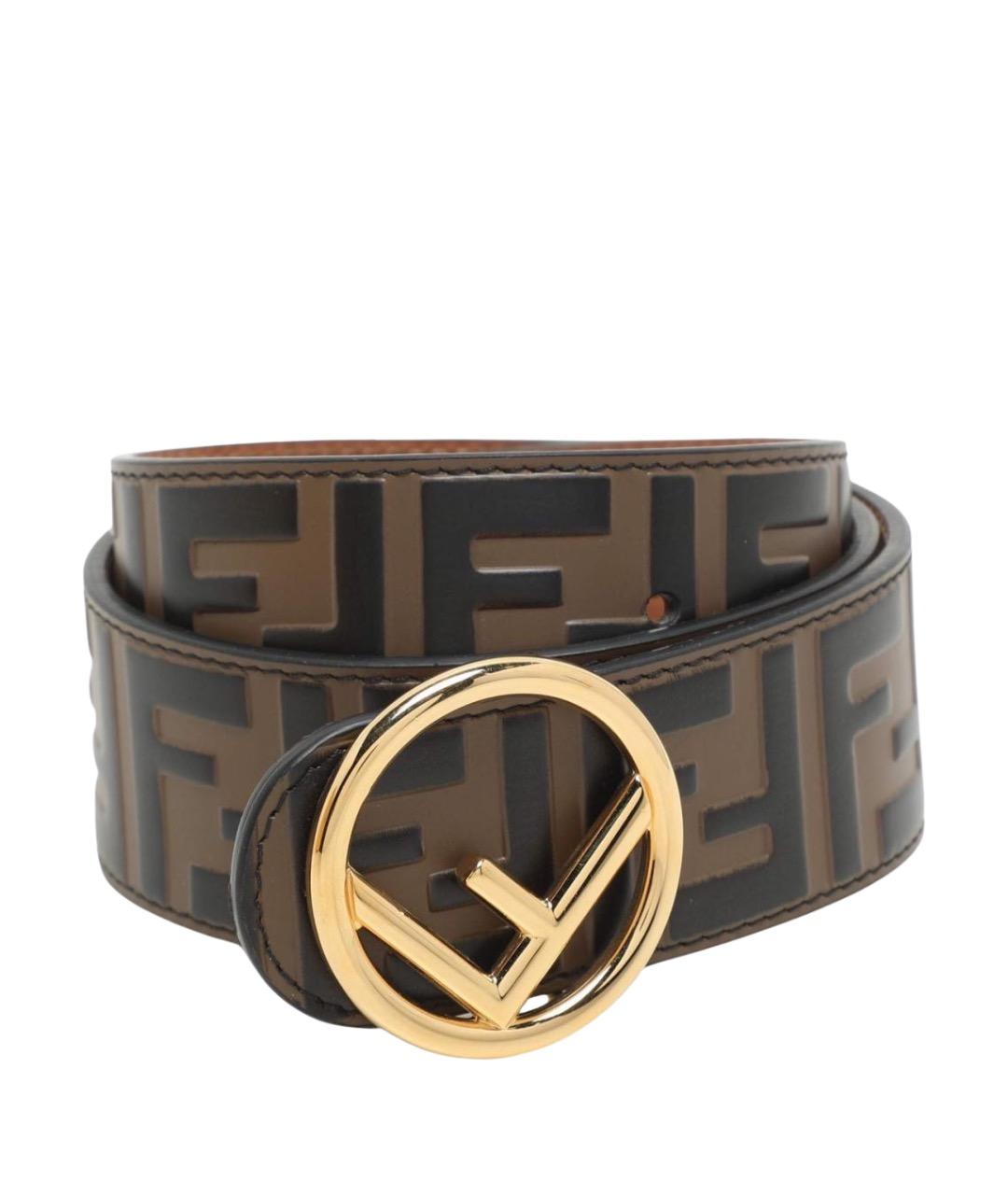 FENDI Коричневый кожаный ремень, фото 1