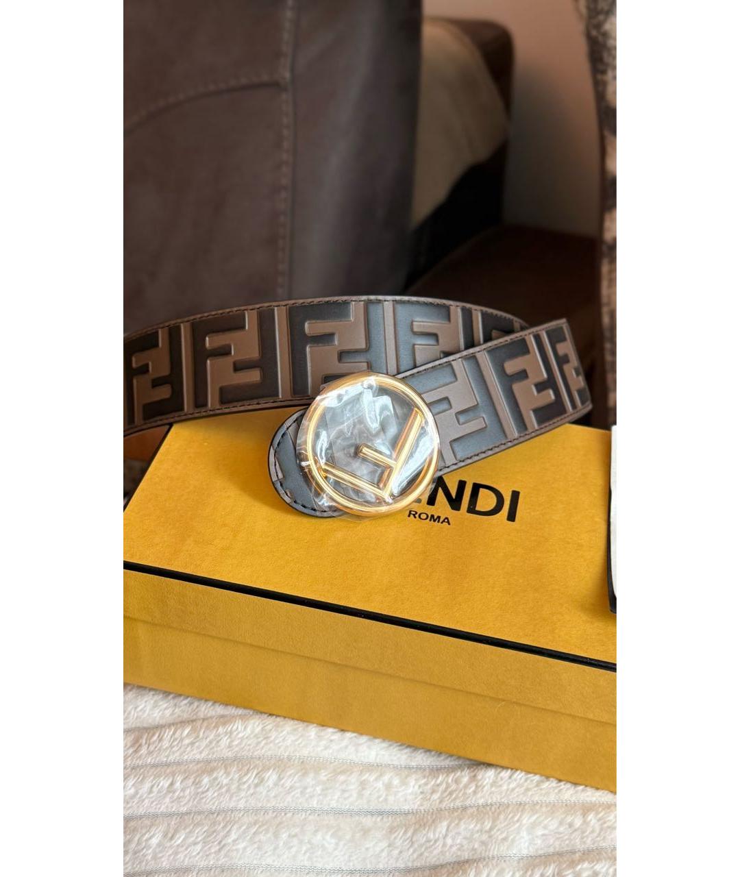 FENDI Коричневый кожаный ремень, фото 7